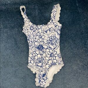 Aerie Blue and White Floral One Piece Swimsuit